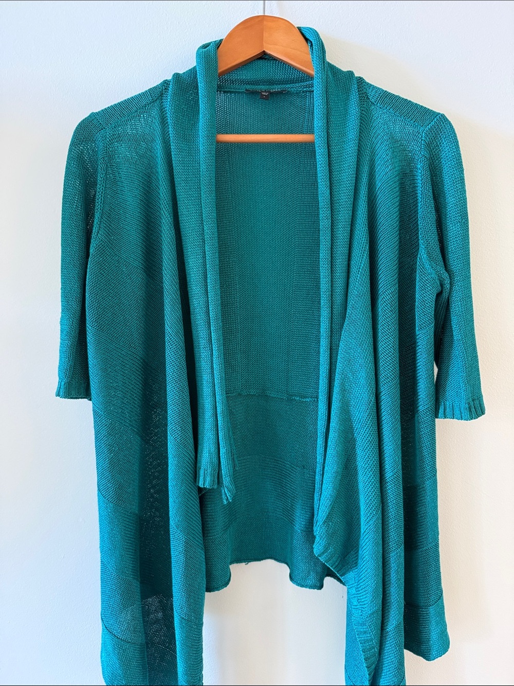 Eileen Fisher Teal Open-Front Lightweight Cardigan